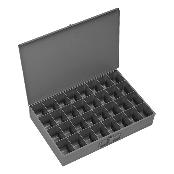 DL32 Large Steel Compartment Box, 32 Compartments, Gray