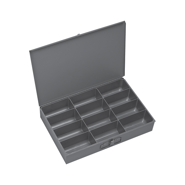 DL12 Large Steel Compartment Box, 12 Compartments, Gray