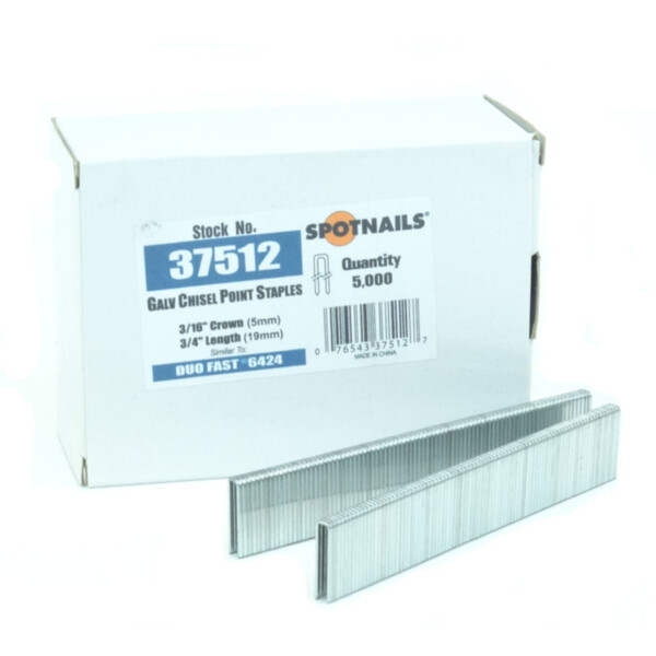 37512 Staple  3/16  19GA  3/4  Galvanized  Spotnails  (5000/BX)