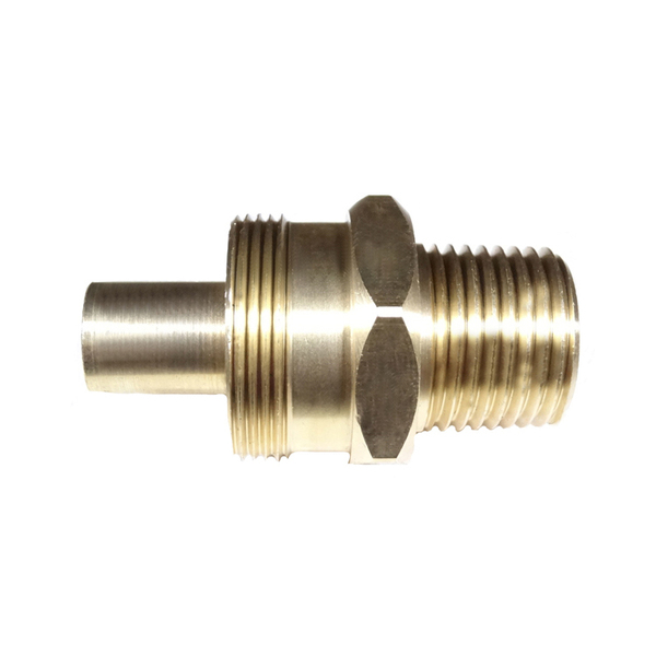 HH6866 Fitting ABN Hose Connector 3/4 X 3/8 X 3/8 MPT  Body Only  Brass