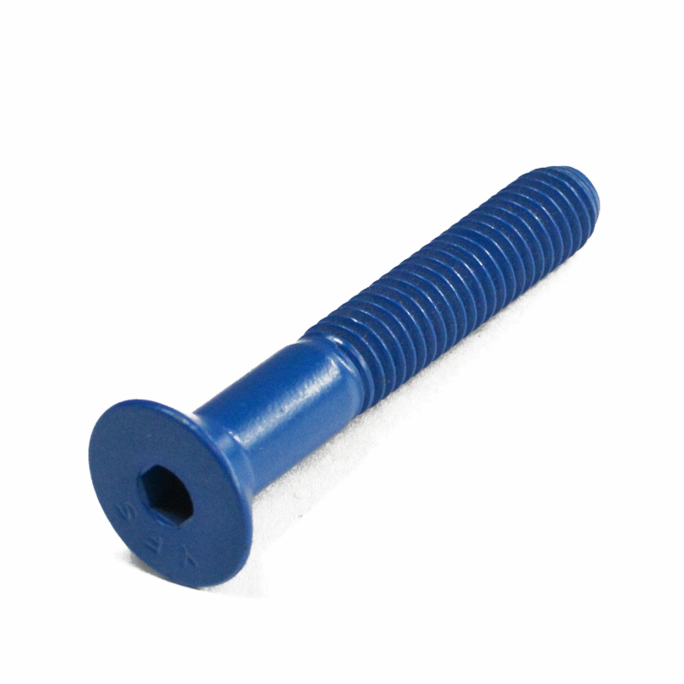 Flat Head Socket Cap Screw  3/8-16 X 2 1/2  Blue Teflon