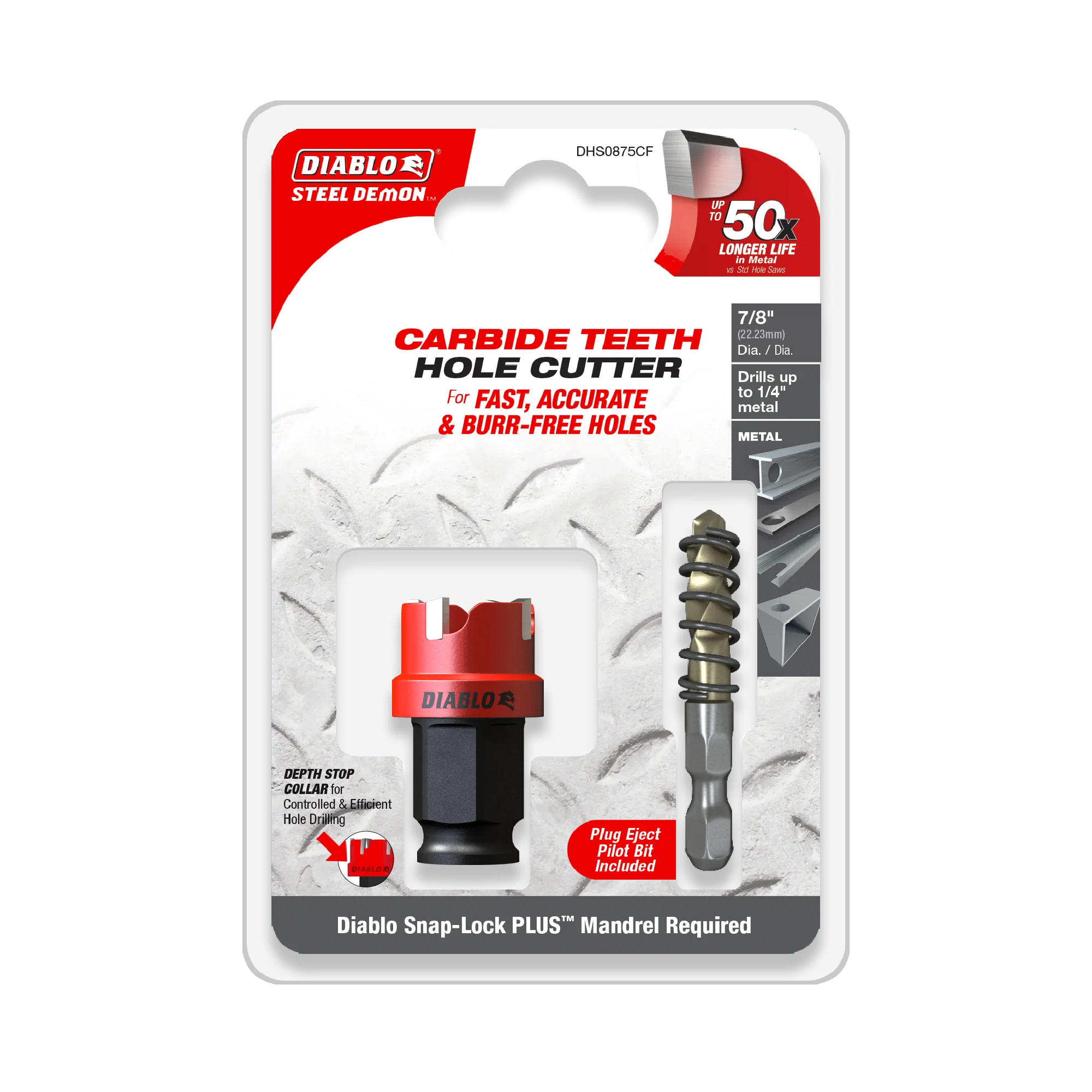 DHS0875CF Hole Cutter 7/8 Carbide Tooth  Steel Demon Diablo