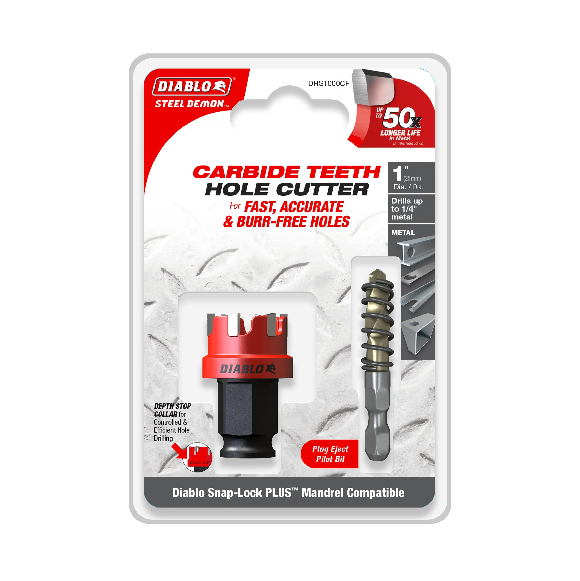 DHS1000CF Hole Cutter 1 Carbide Tooth  Steel Demon Diablo