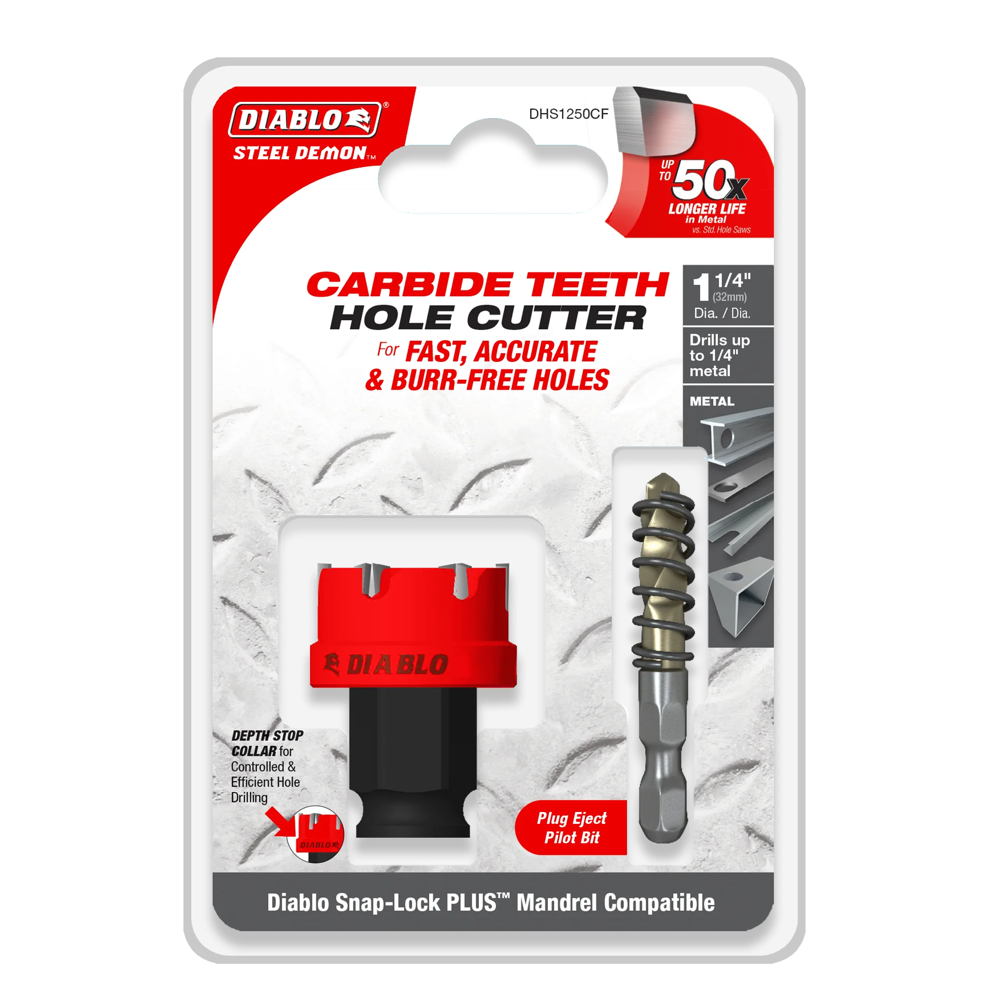 DHS1250CF Hole Cutter 1 1/4 Carbide Tooth  Steel Demon Diablo