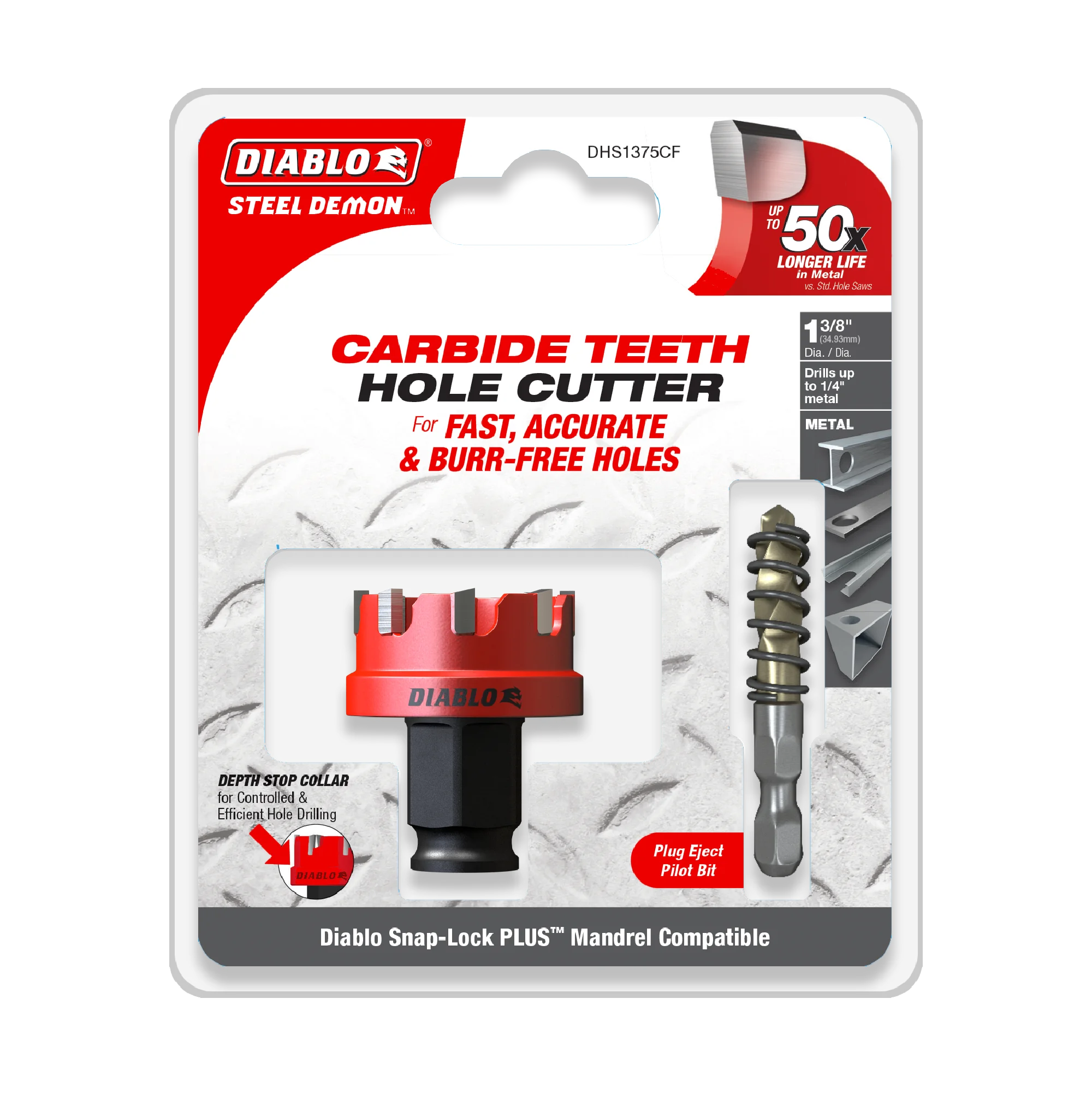 DHS1375CF Hole Cutter 1 3/8 Carbide Tooth  Steel Demon Diablo