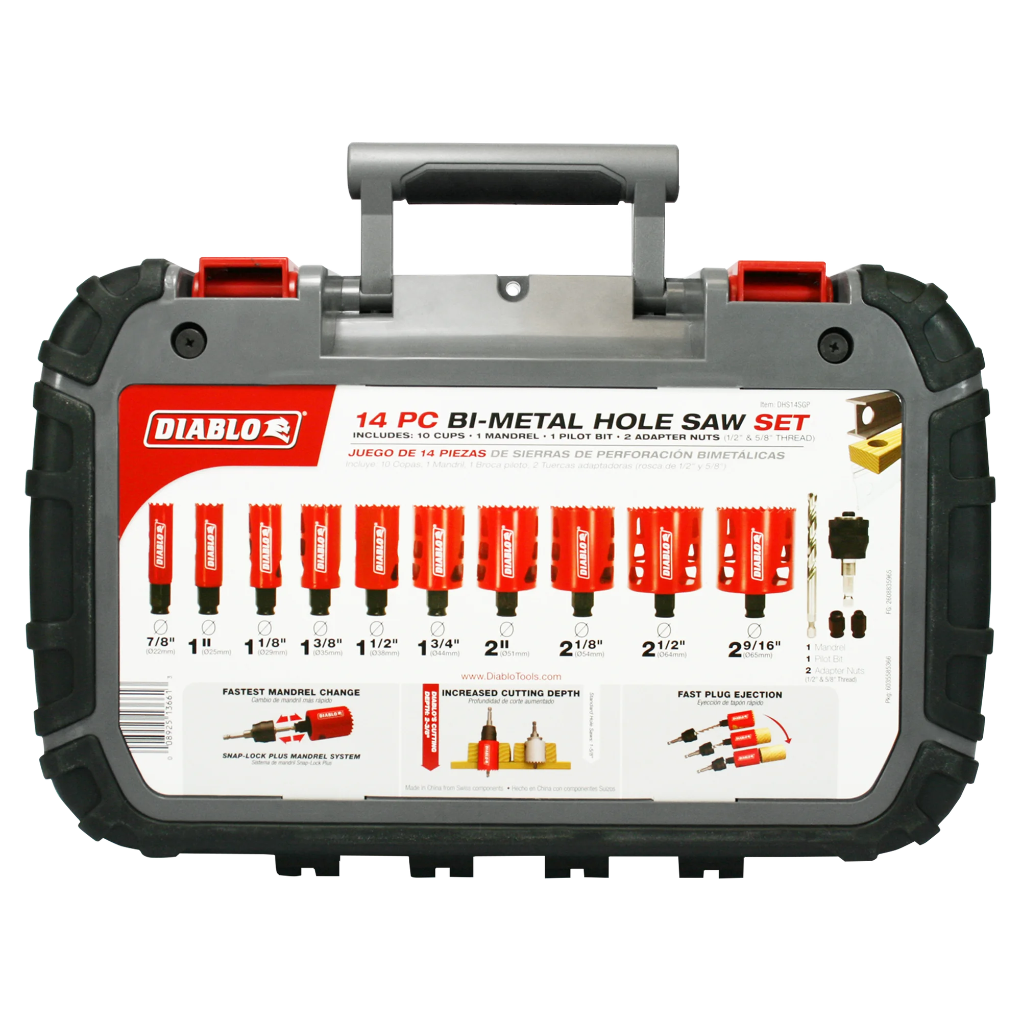DHS14SGP Hole Saw Set Bi-Metal (14-pc)  Diablo