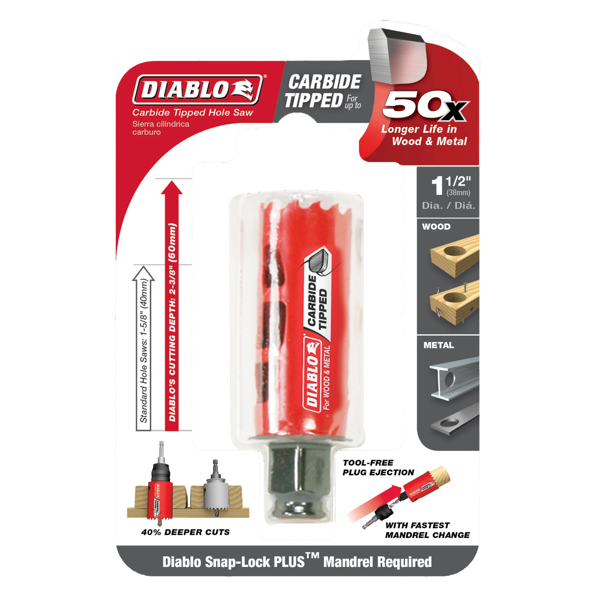 DHS1500CT Hole Saw 1 1/2 Carbide Tooth  Diablo