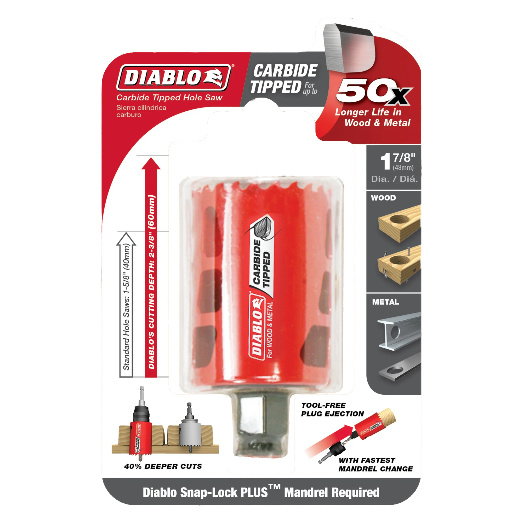 DHS1875CT Hole Saw 1 7/8 Carbide Tooth  Diablo