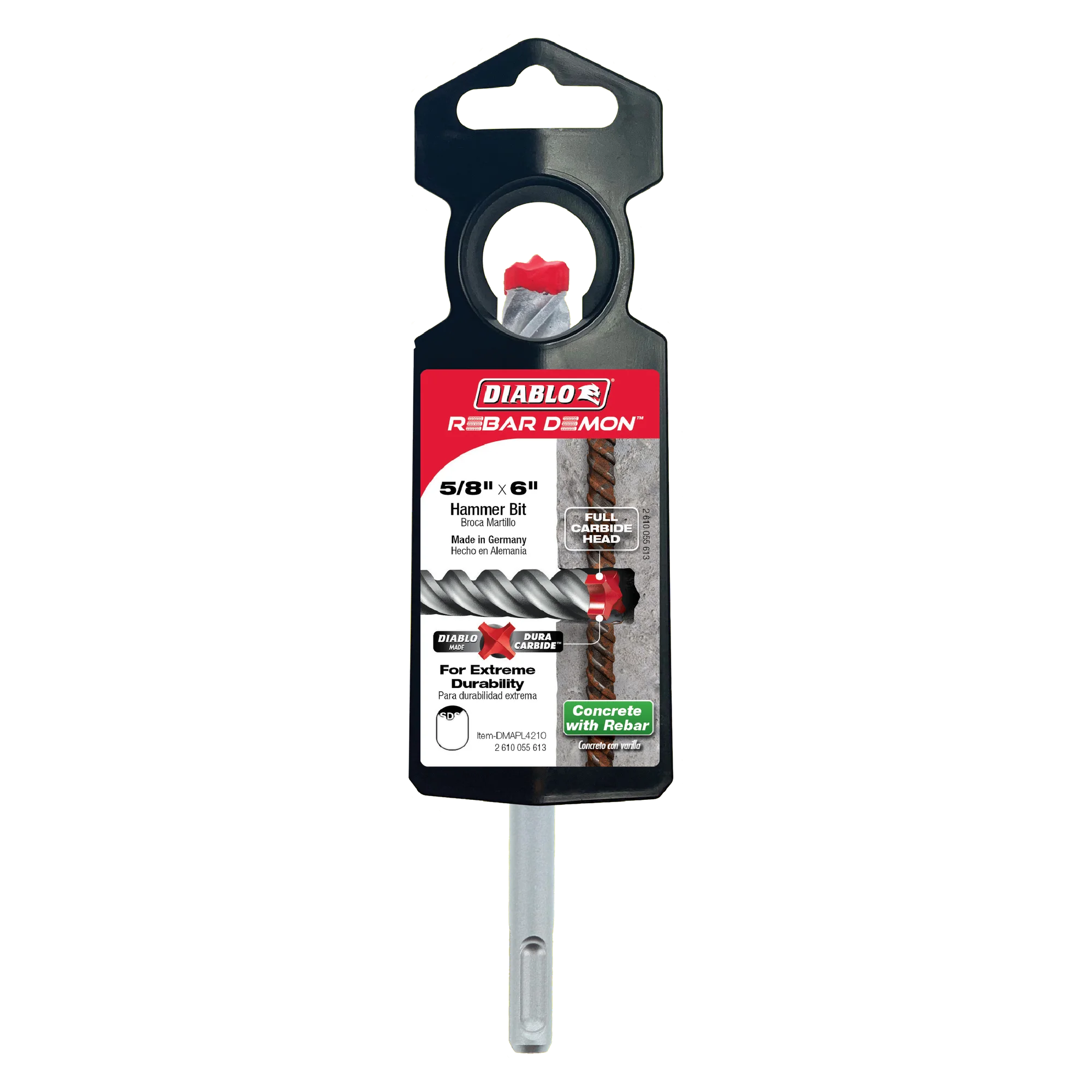 DMAPL4210 Hammer Bit Carbide Tipped SDS-Plus 4 Cutter 5/8 x 4 x 6  Rebar Demon™ Diablo