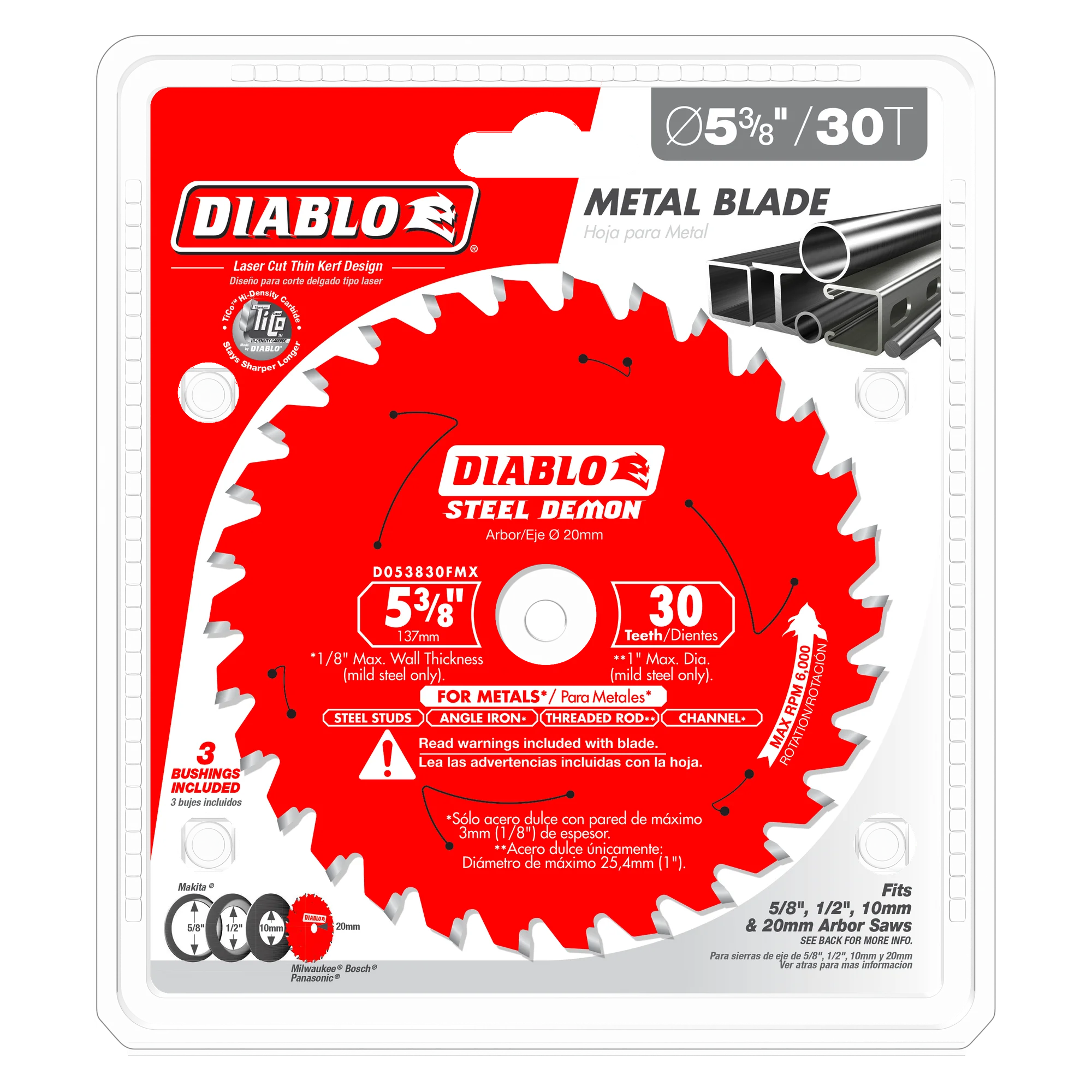 D053830FMX Blade 5 3/8 x 30 Tooth Carbide Medium Metal  Steel Demon™ Diablo®