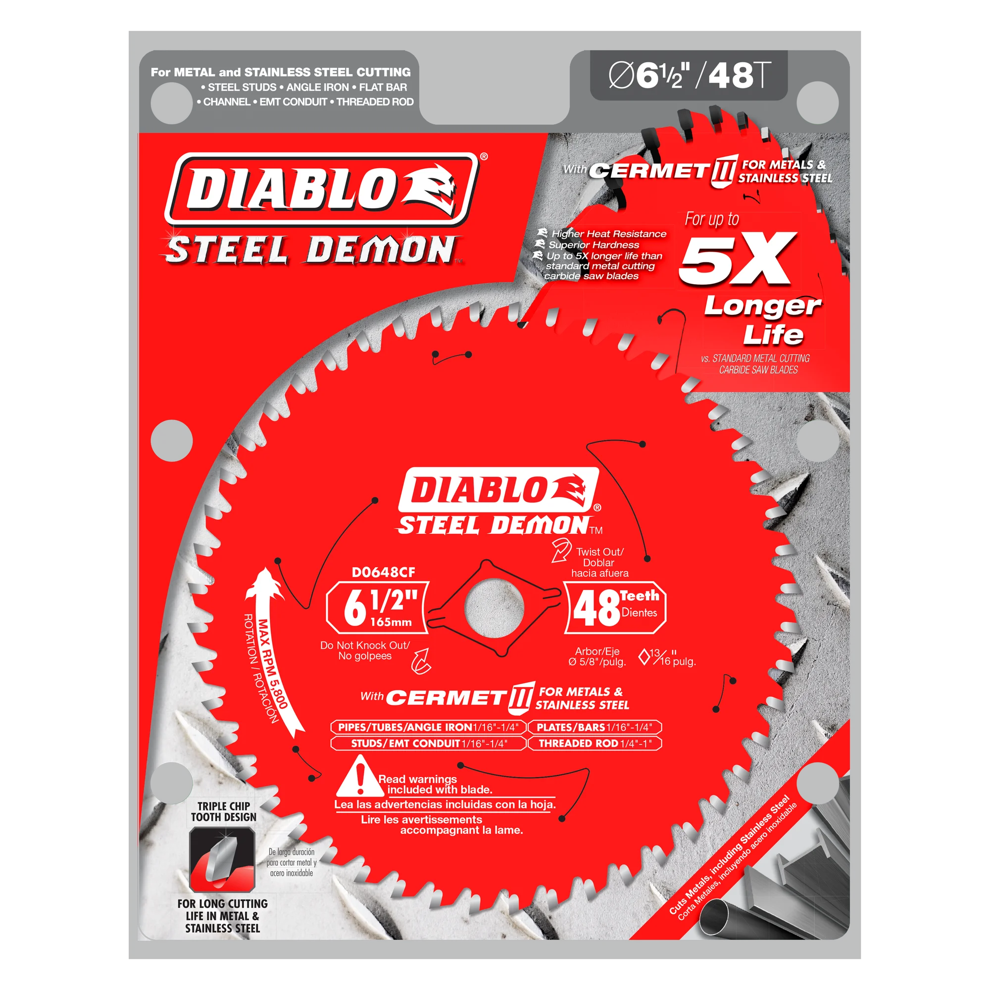 D0648CFA Blade 6 1/2 x 48 Tooth Cermet II Medium Metal  Steel Demon™ Diablo®