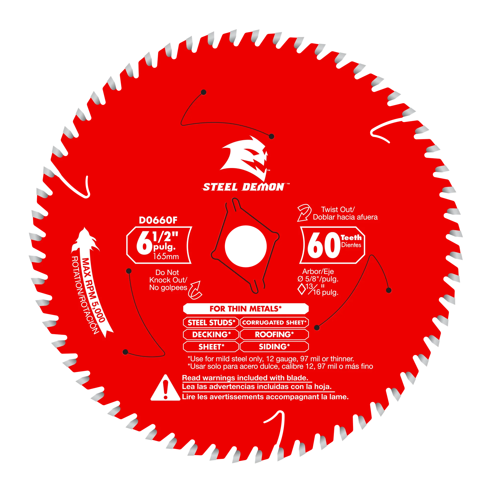 Blade 6 1/2 x 60 Tooth Very Thin Mild Steel Thin Metals  Steel Demon™ Diablo®