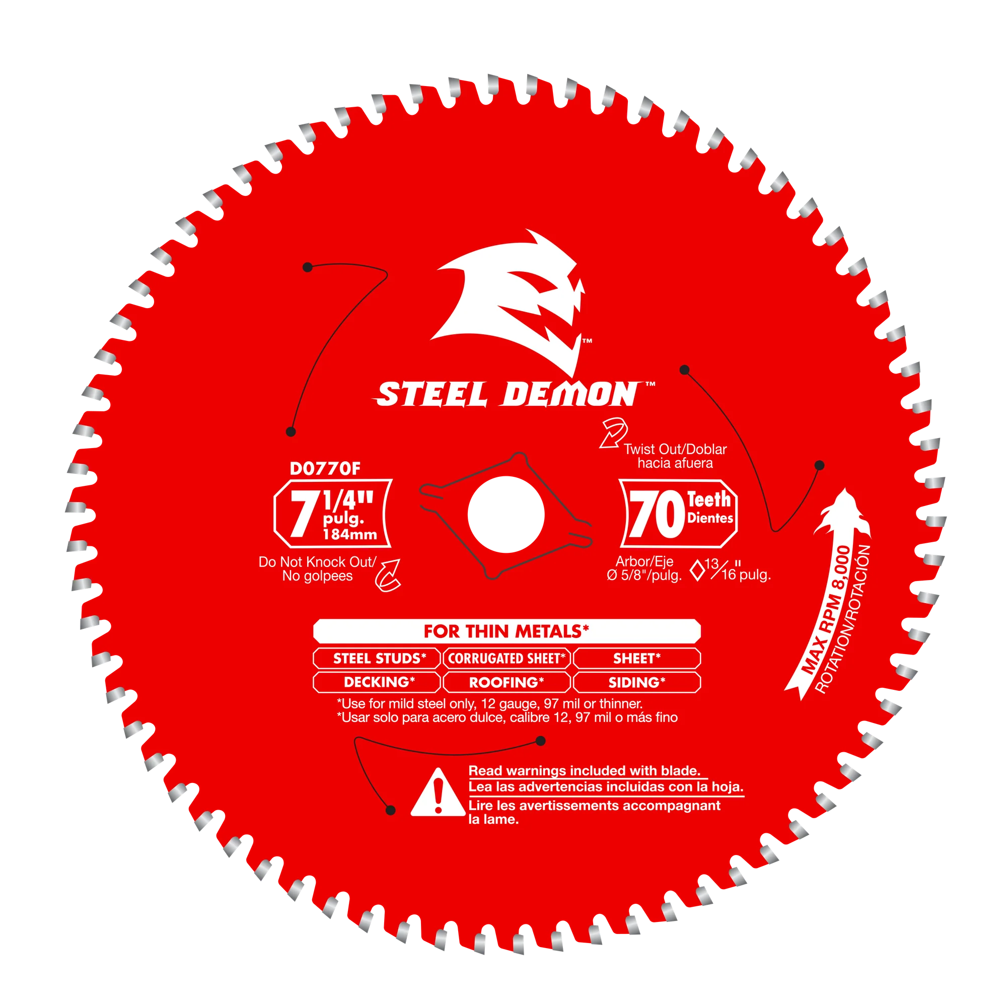 Blade 7 1/4 x 70 Tooth Carbide-Tipped Metal  Steel Demon™ Diablo®