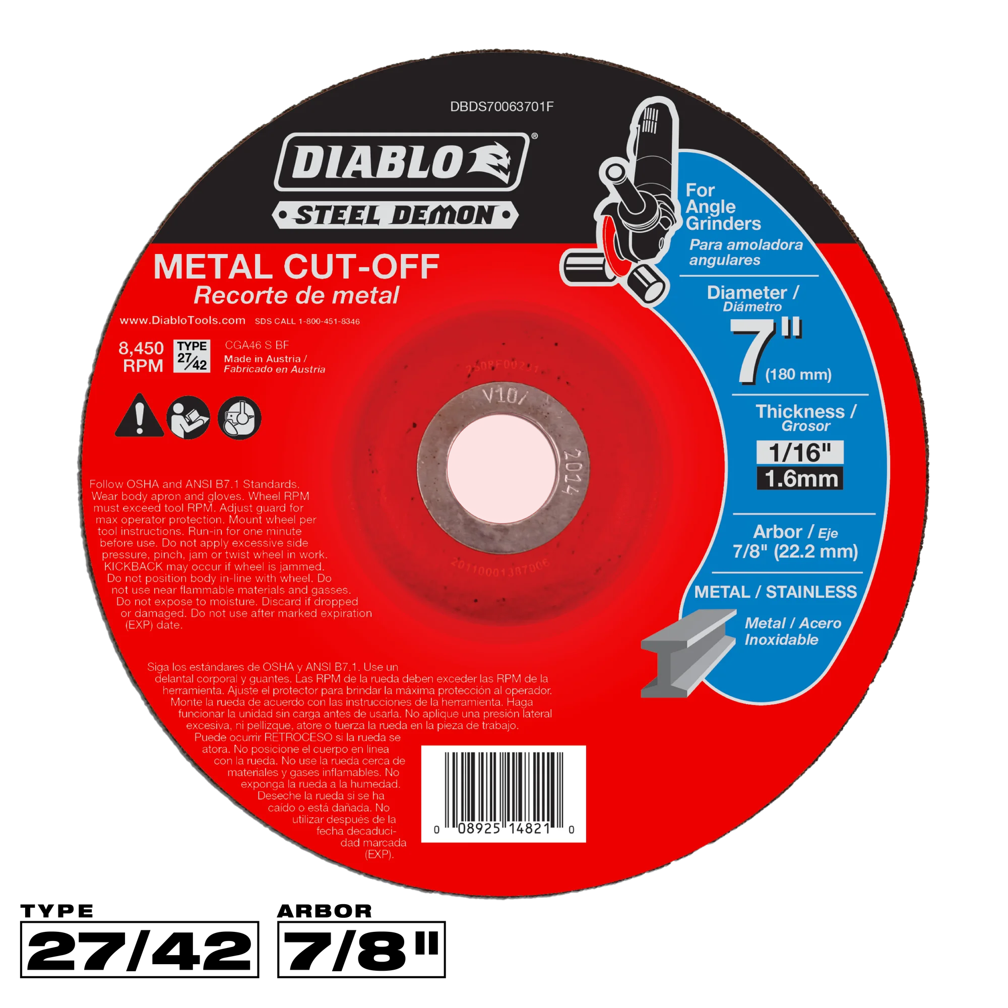 Cut Off Disc 7 T27  Steel Demon™ Diablo®