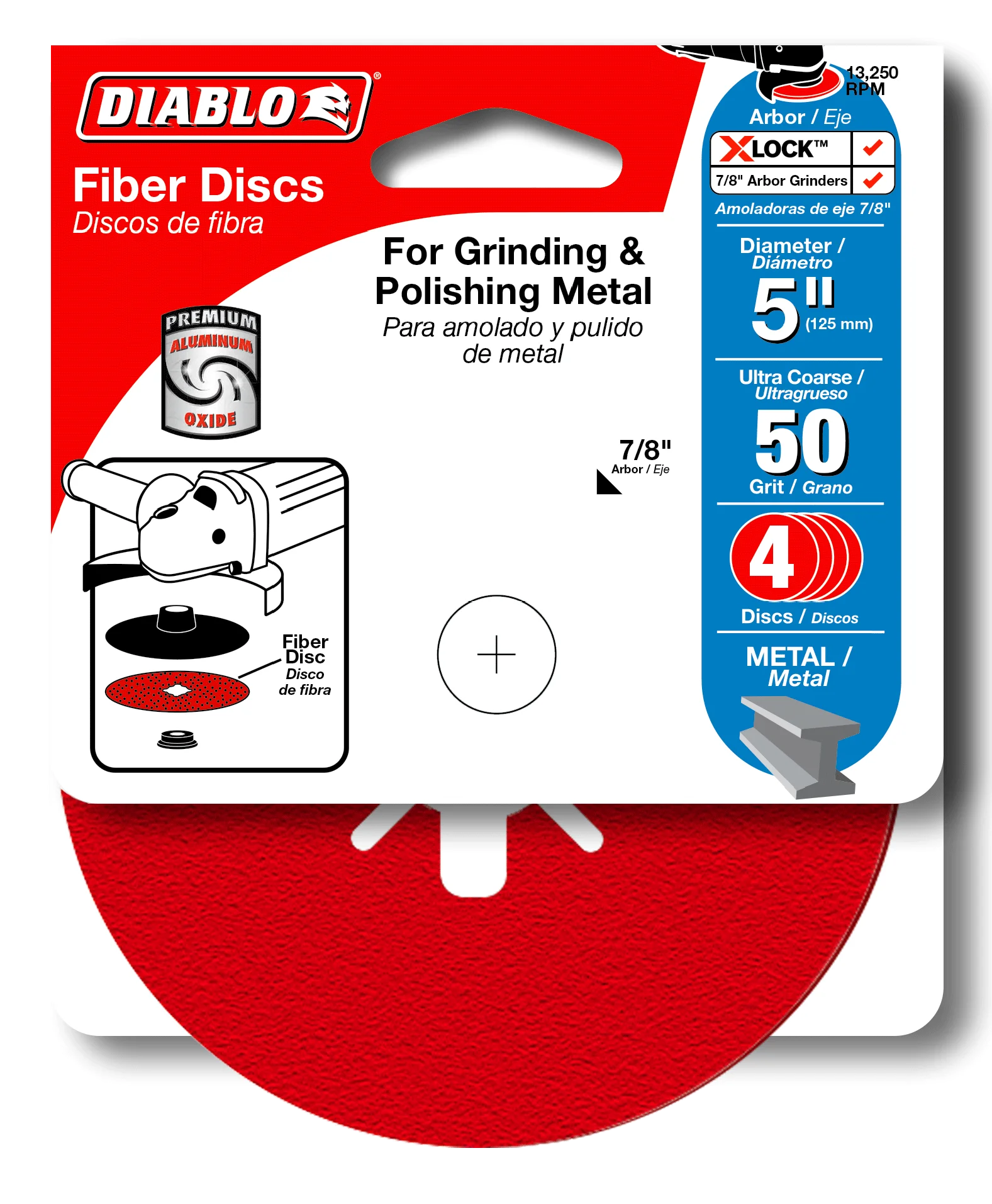 DCF050050S04G Fiber Disc 5  50 Grit  Diablo (4PK)