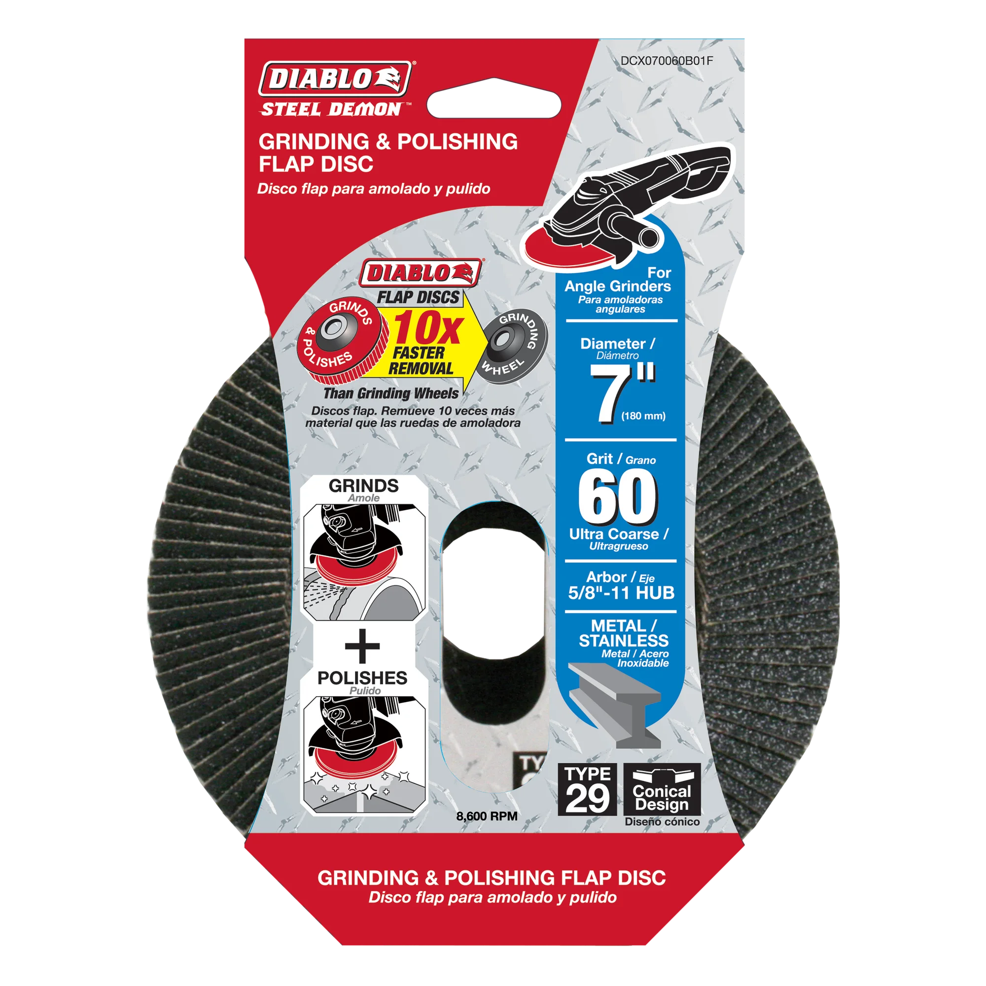 DCX070060B01F Flap Disc 7 60 Grit  Steel Demon™ Diablo®