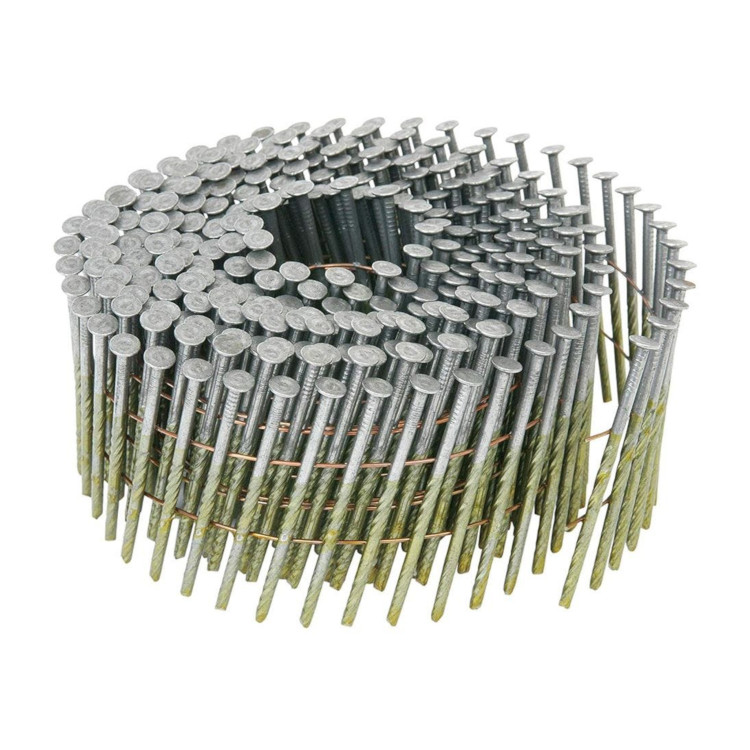 Nail 2 X 0.099  Coil  Round Head  Screw Shank  Brite Finish  Interchange  (9000/BX)