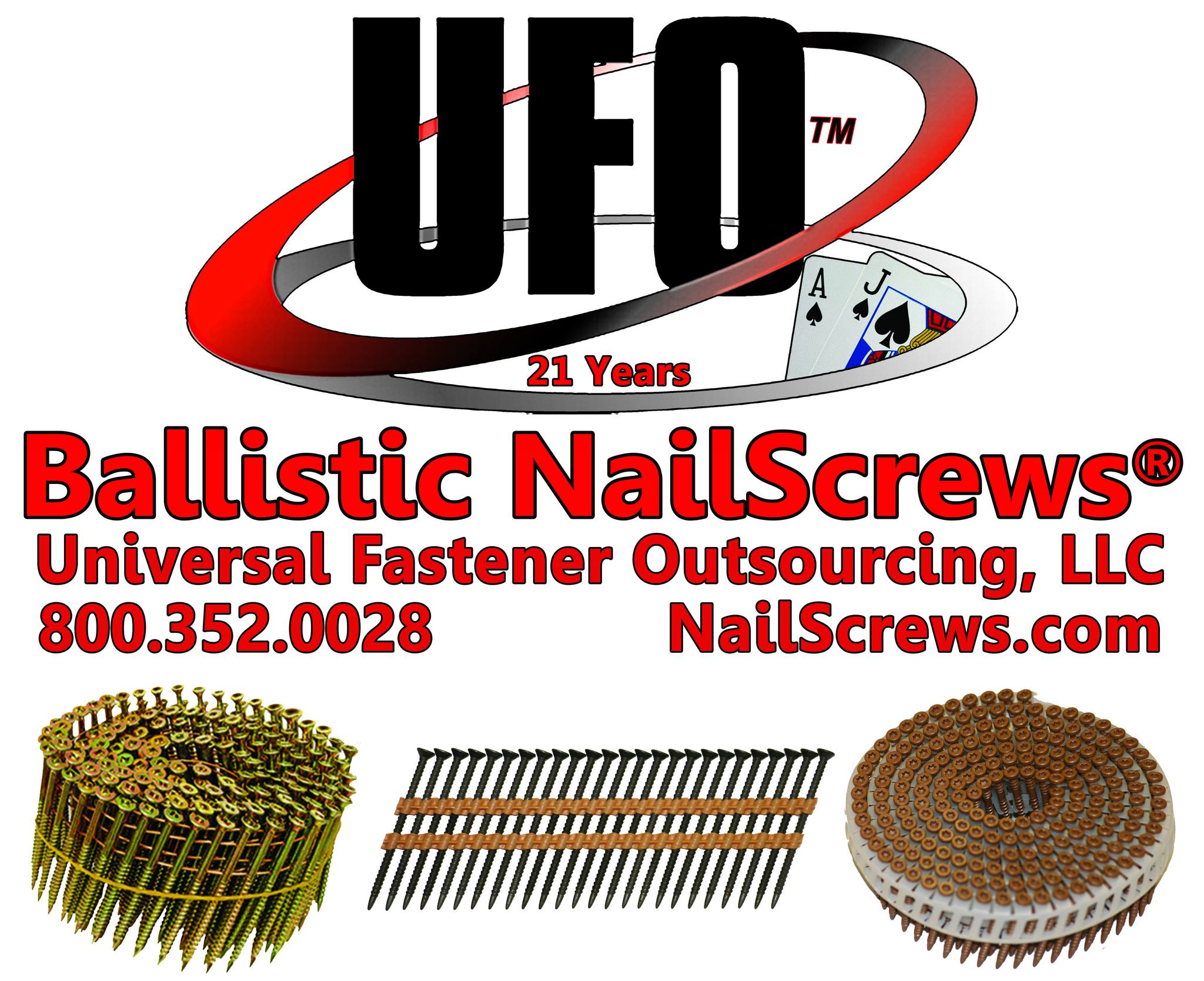 HDNS300113YZPH Nailscrew® 3 X 0.113 20/22° Strip  #2 Square  Yellow Zinc Plated  UFO™  (1000/BX)