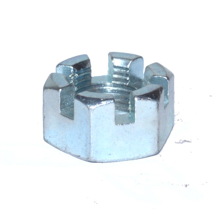 Slotted Hex Nut 3/8-24  Grade 2 Zinc Plated