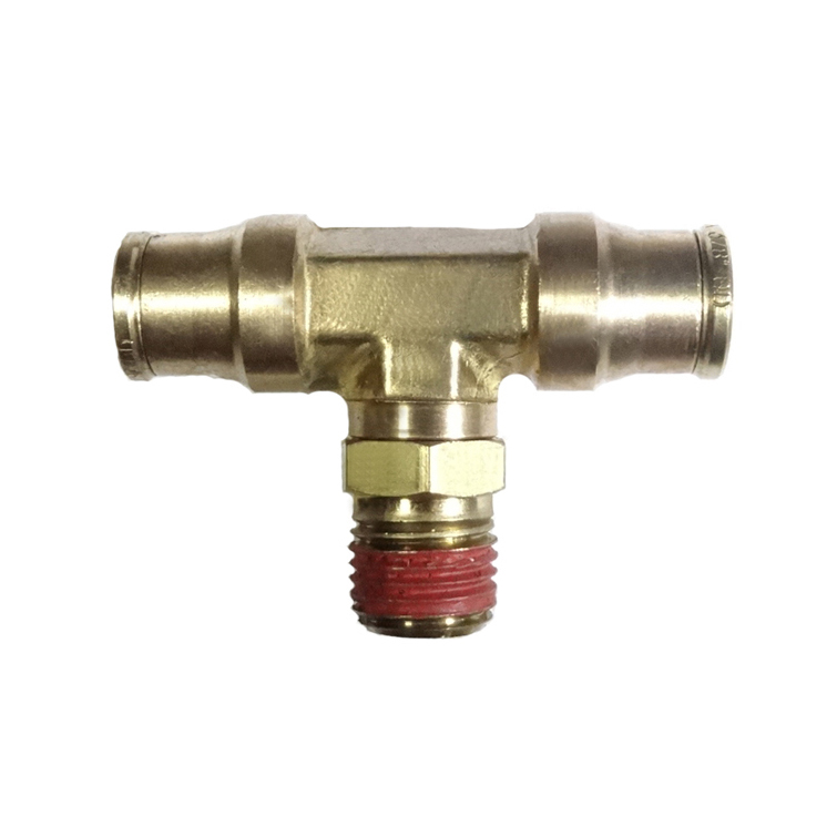 Poly Push Male Branch Tee Swivel 1/4 X 1/4 MPT  Brass