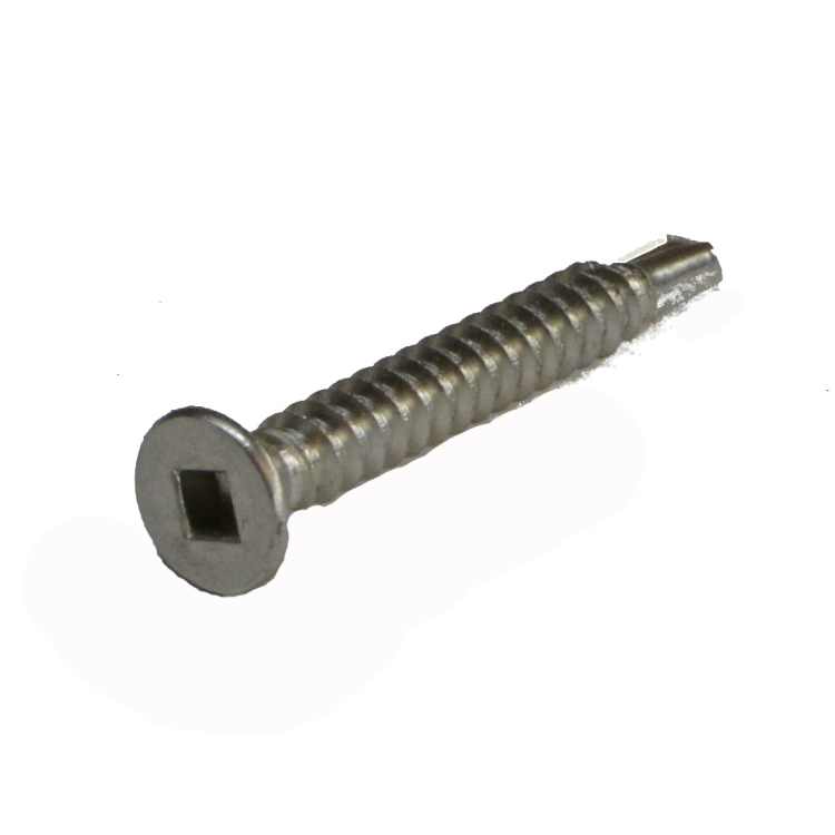 Flat Head Square Drive Self Drilling Screw #10 X 1 1/2 Type 410 Stainless Steel