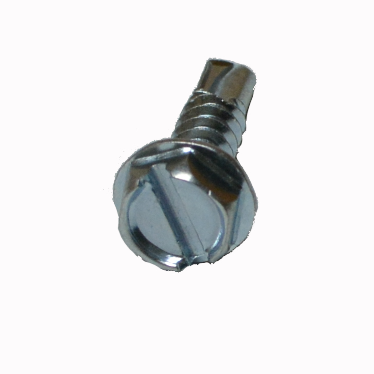 HTK210S Hex Washer Head Slotted Drive Self Drilling Screw #8 X 1/2 Zinc Plated