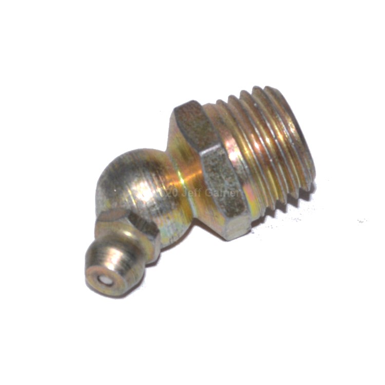 Grease Zerk 45° 1/4 MPT  Yellow Zinc Plated