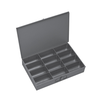 Large Steel Compartment Box, 12 Compartments, Gray