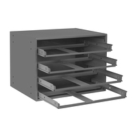 Easy Glide Slide Rack, 4 Large Compartment Boxes, Gray